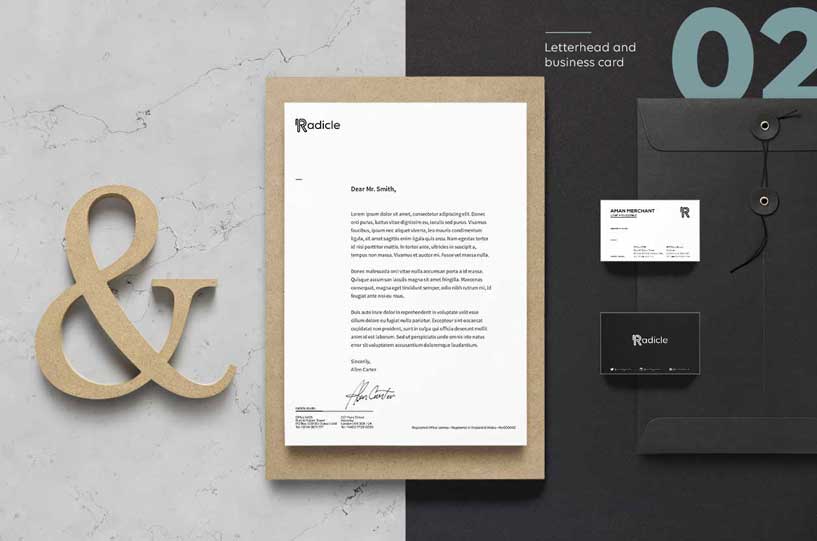 stationary design on marble and black cardboard