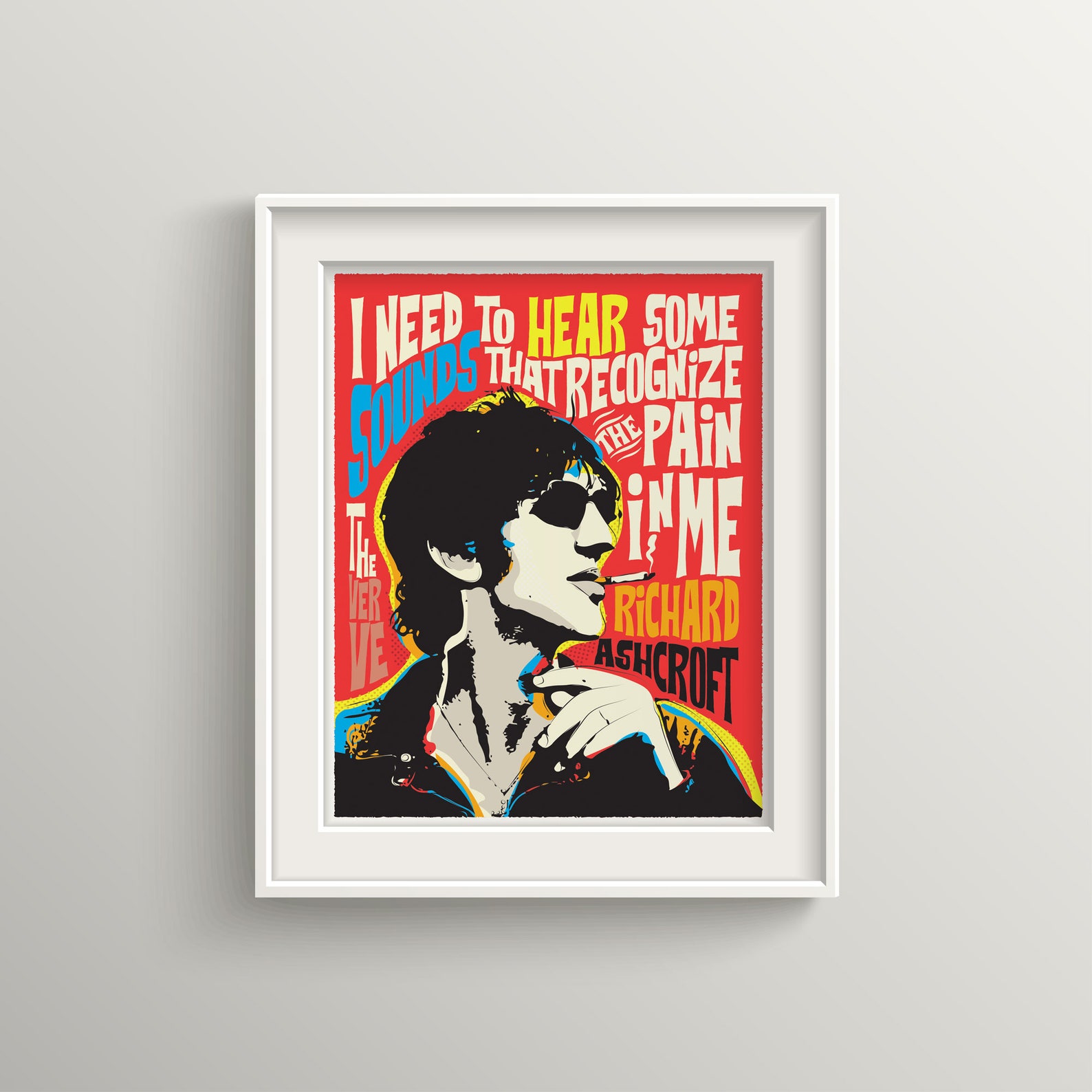 アート・デザイン・音楽 Richardson A1 Richard Ashcroft Pop Art Quote Portrait Wall Art | UNFRAMED - BONB